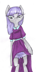 Size: 1134x2233 | Tagged: safe, artist:hippykat13, artist:sabokat, maud pie, earth pony, anthro, g4, clothes, cute, dress, fashion, female, lace, skinny, solo, thin