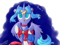 Size: 2000x1500 | Tagged: safe, artist:rinikka, princess luna, g4, clothes, costume, female, sailor luna, sailor moon (series), simple background, solo