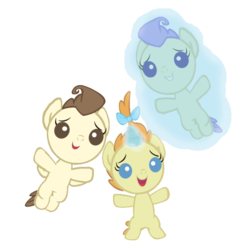 Size: 1046x1080 | Tagged: safe, artist:avisola, cream puff, pound cake, pumpkin cake, pony, g4, baby, baby pony, foal, magic, simple background, transparent background, trio