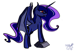 Size: 1250x833 | Tagged: safe, artist:midnightsix3, princess luna, vampire, lunadoodle, g4, female, simple background, solo