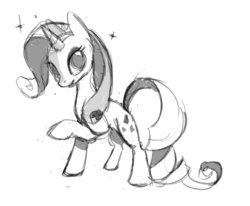 Size: 622x512 | Tagged: safe, artist:carrieoky, rarity, g4, female, monochrome, solo