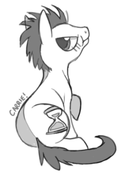 Size: 500x703 | Tagged: safe, artist:carrieoky, doctor whooves, time turner, g4, male, monochrome, solo