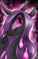 Size: 800x1232 | Tagged: safe, artist:netherstorm05, oc, oc only, oc:miasma, changeling, changeling queen, changeling oc, changeling queen oc, female, portrait, purple changeling, solo