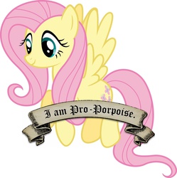 Size: 1596x1600 | Tagged: safe, fluttershy, porpoise, g4, female, image macro, meme, mouthpiece, old banner, parody, photoshop, solo