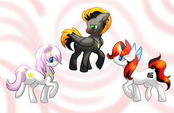 Size: 5100x3300 | Tagged: safe, artist:twighat, oc, oc only, earth pony, pegasus, pony, unicorn, abstract background, bow, cute, female, hair bow, jewelry, male, mare, necklace, stallion