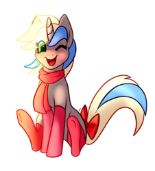 Size: 1576x1744 | Tagged: safe, artist:twighat, oc, oc only, clothes, scarf, socks, solo, tail bow