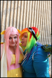 Size: 3168x4752 | Tagged: safe, artist:candybinks, fluttershy, rainbow dash, human, g4, cosplay, irl, irl human, photo