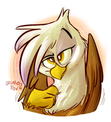 Size: 600x660 | Tagged: safe, artist:thedoggygal, gilda, griffon, g4, cute, female, portrait, sly look, solo