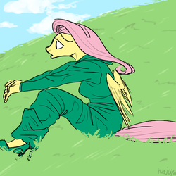 Size: 500x500 | Tagged: safe, artist:hajuya, fluttershy, anthro, g4, female, solo