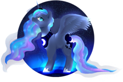 Size: 729x489 | Tagged: safe, artist:liticaharmony, princess luna, alicorn, pony, g4, ethereal mane, female, mare, night, profile, sky, solo, starry mane, stars