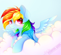 Size: 1100x1000 | Tagged: safe, artist:twistedmindbrony, rainbow dash, g4, cloud, cloudy, female, solo