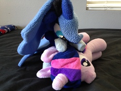 Size: 3264x2448 | Tagged: safe, artist:iflysna94, princess luna, twilight sparkle, pony, g4, high res, irl, photo, plushie, wrestling