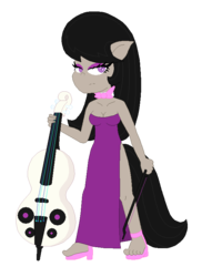 Size: 574x789 | Tagged: safe, artist:thelunarmage, dj pon-3, octavia melody, vinyl scratch, anthro, g4, dj cello3, female, lesbian, ship:scratchtavia, shipping, simple background, solo, transformation, transparent background