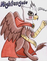Size: 788x1015 | Tagged: safe, artist:the1king, oc, oc only, griffon, cloak, clothes, solo, traditional art