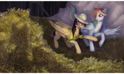 Size: 1024x615 | Tagged: safe, artist:fancy-in-space, daring do, rainbow dash, g4