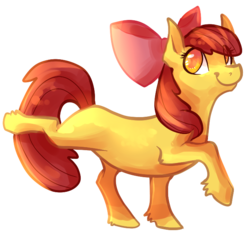 Size: 666x634 | Tagged: safe, artist:thelionmedal, apple bloom, earth pony, pony, g4, female, filly, foal, raised hoof, raised leg, simple background, smiling, solo, transparent background