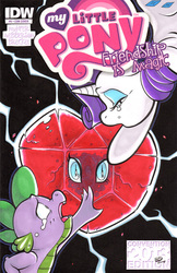 Size: 415x640 | Tagged: safe, artist:retrostarling, nightmare rarity, rarity, spike, g4, comic, cover, crying, female, male, ship:sparity, shipping, straight