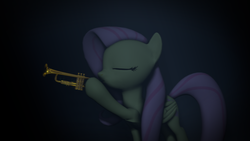 Size: 1280x720 | Tagged: safe, artist:jack27121, fluttershy, g4, 3d, dark, eyes closed, female, musical instrument, solo, source filmmaker, trumpet, youtube link, youtube video