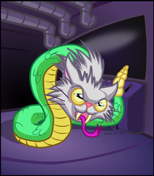 Size: 2936x3364 | Tagged: safe, artist:cazra, cat, chimera, hybrid, snake, fallout equestria, ambiguous gender, genetic engineering, high res, solo