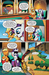 Size: 900x1384 | Tagged: safe, idw, official comic, applejack, rarity, friends forever #8, g4, my little pony: friends forever, spoiler:comic, idw advertisement, preview, train