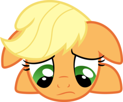 Size: 6037x5000 | Tagged: safe, artist:the-aziz, applejack, g4, absurd resolution, female, floppy ears, sad, simple background, solo, transparent background, vector