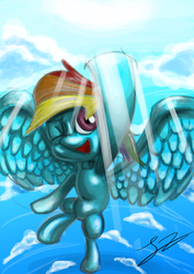 Size: 2480x3508 | Tagged: safe, artist:jayzonsketch, rainbow dash, g4, cloud, cloudy, female, flying, high res, sky, solo