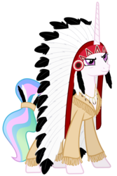 Size: 4000x6000 | Tagged: safe, artist:magister39, princess celestia, pony, g4, clothes, female, glare, headdress, mare, native american, simple background, smirk, solo, transparent background, vector