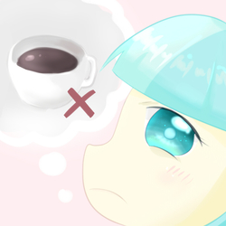 Size: 800x800 | Tagged: safe, artist:shouyu musume, coco pommel, g4, coffee, female, pixiv, solo, thinking