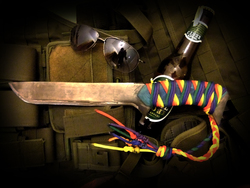 Size: 1200x900 | Tagged: safe, artist:huskykaski, rainbow dash, g4, knife, my little arsenal, photo