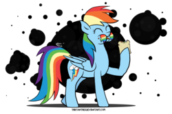 Size: 1024x683 | Tagged: safe, artist:tristantreg, rainbow dash, g4, female, sandwich, solo, zap apple jam