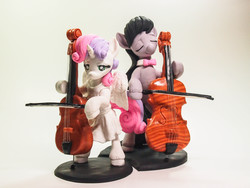 Size: 4032x3024 | Tagged: safe, artist:dustysculptures, octavia melody, sweetie belle, angel, fanfic:the sweetie chronicles: fragments, g4, cello, clothes, costume, irl, musical instrument, photo, sculpture, wanderer d