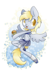 Size: 1024x1389 | Tagged: safe, artist:pegasisters82, derpy hooves, anthro, g4, female, muffin, solo