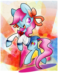Size: 1507x1947 | Tagged: safe, artist:pegasisters82, oc, oc only, oc:maredrid, bow, clothes, mascot, solo, spain