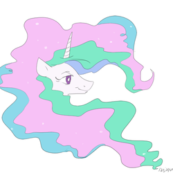 Size: 500x500 | Tagged: safe, artist:hajuya, princess celestia, alicorn, pony, g4, bust, female, portrait, simple background, smiling, solo, white background