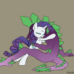 Size: 500x500 | Tagged: safe, artist:hajuya, rarity, spike, g4, female, male, older, ship:sparity, shipping, straight