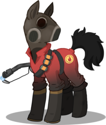 Size: 800x946 | Tagged: safe, artist:night-wolf122, pony, clothes, crossover, gas mask, ponified, pyro (tf2), simple background, solo, team fortress 2, transparent background, video game crossover