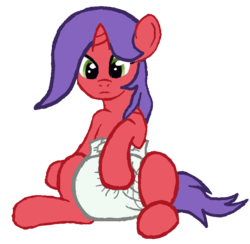 Size: 814x794 | Tagged: safe, artist:sparklepopshine, oc, oc only, oc:sparkle pop, blank flank, diaper, non-baby in diaper, poofy diaper, solo