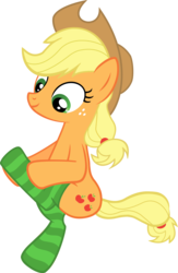 Size: 4010x6132 | Tagged: safe, artist:slb94, applejack, earth pony, pony, g4, just for sidekicks, absurd resolution, clothes, cute, female, happy, jackabetes, simple background, socks, solo, striped socks, transparent background, vector, white background