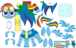 Size: 4014x2534 | Tagged: safe, artist:eljoeydesigns, rainbow dash, g4, wonderbolts academy, blushing, glasses, papercraft, paperpony