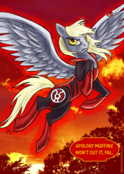 Size: 550x773 | Tagged: safe, artist:gingerfoxy, derpy hooves, pegasus, pony, g4, crossover, dc comics, epic derpy, female, green lantern, green lantern (comic), mare, red lantern, solo