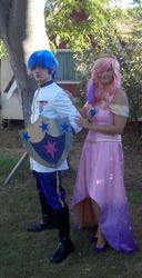 Size: 538x1054 | Tagged: safe, artist:honey-hime, princess cadance, shining armor, human, g4, cosplay, irl, irl human, photo