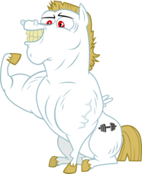 Size: 566x692 | Tagged: safe, artist:cheezedoodle96, bulk biceps, pony, g4, rainbow falls, cheering, male, simple background, sitting, solo, svg, transparent background, vector, vein