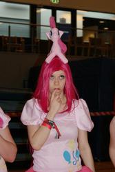 Size: 640x960 | Tagged: safe, artist:insanelolitamiku, pinkie pie, human, g4, cosplay, irl, irl human, photo, plushie