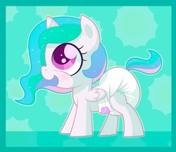 Size: 1280x1099 | Tagged: safe, artist:cuddlehooves, princess celestia, pony, g4, baby, baby celestia, baby pony, cewestia, cuddlehooves is trying to murder us, cute, cute baby, cutelestia, diaper, female, filly, foal, happy, happy baby, poofy diaper, solo, weapons-grade cute, white diaper