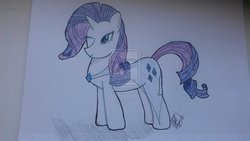 Size: 3262x1839 | Tagged: safe, artist:tali17, rarity, g4, female, solo, traditional art