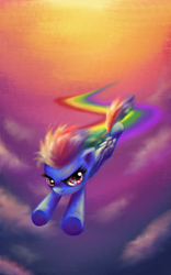 Size: 400x640 | Tagged: safe, artist:k.marcy, rainbow dash, g4, female, filly, filly rainbow dash, flying, pixiv, solo