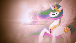 Size: 1920x1080 | Tagged: safe, artist:cr4zyppl, artist:tim015, princess celestia, g4, eyes closed, lens flare, raised hoof, vector, wallpaper