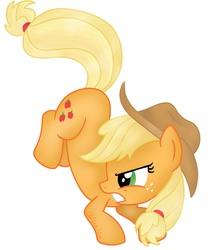 Size: 1276x1536 | Tagged: safe, artist:chelseaz123, applejack, earth pony, pony, g4, bucking, female, mare, simple background, solo, white background