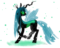 Size: 747x600 | Tagged: safe, artist:puffpink, queen chrysalis, changeling, changeling queen, g4, female, solo