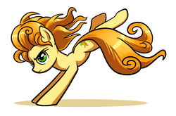 Size: 1324x872 | Tagged: safe, artist:gsphere, carrot top, golden harvest, g4, action pose, bucking, female, messy mane, solo